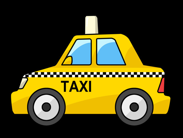 卡通黄色出租车png元素
