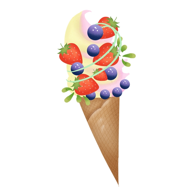 美味水果冰淇淋装饰元素