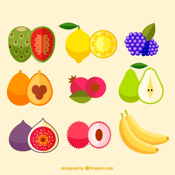 彩色水果和切面柠檬西番莲