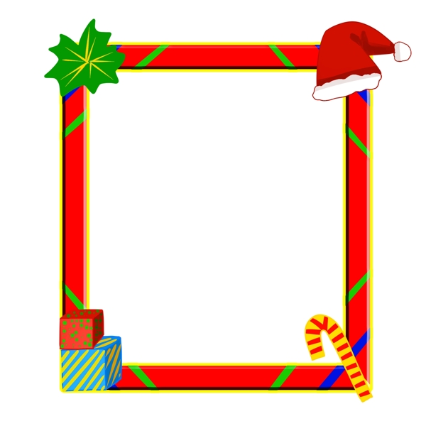 圣诞圣诞节圣诞夜红色长方形边框卡通装饰