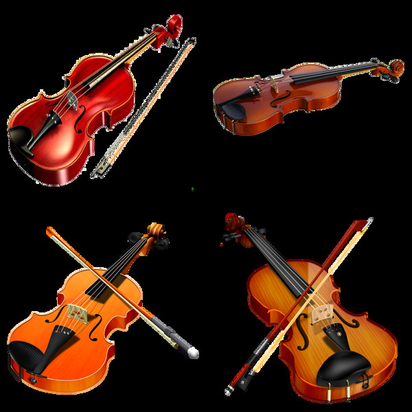 四把棕色小提琴免抠png透明图层素材