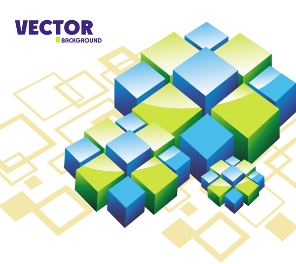 动感正方体方块形状商务科技背景图片