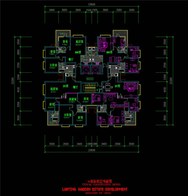 四户建筑元素CAD图纸