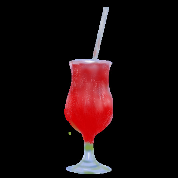 红色果汁杯子图案元素