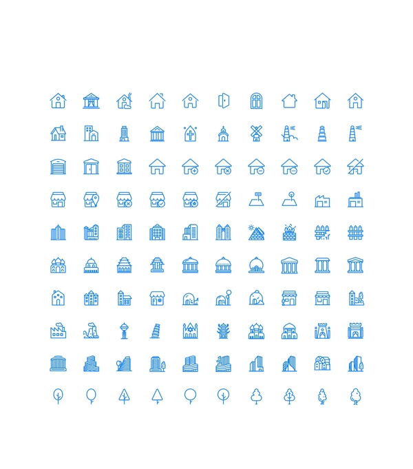 100个建筑UI图标图片