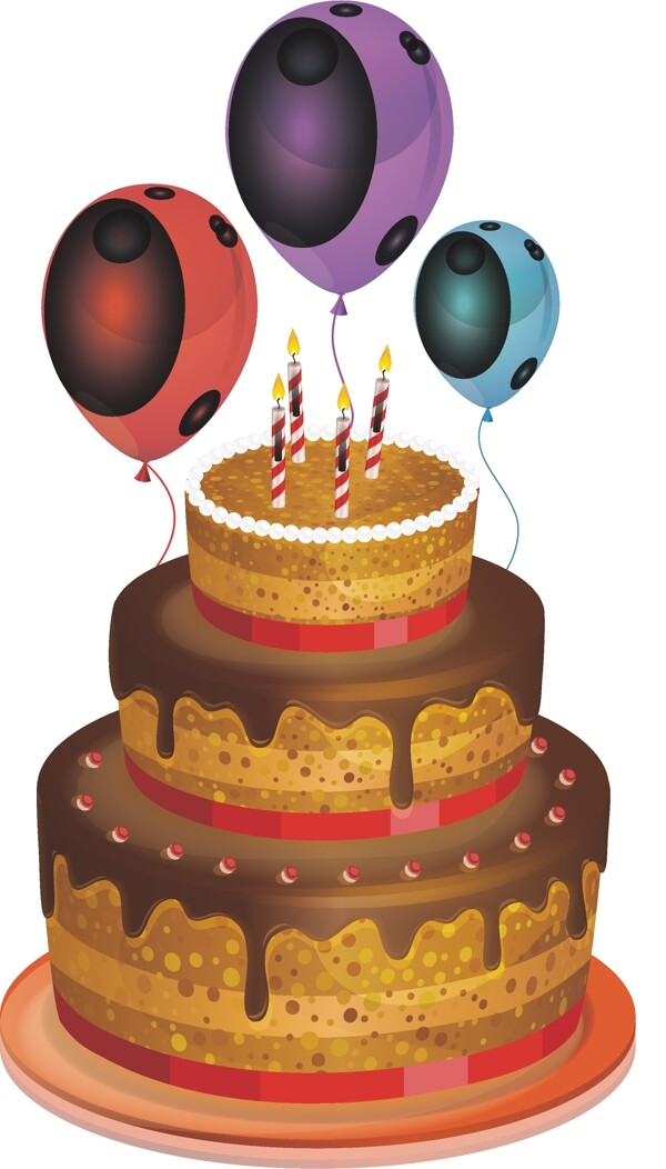 气球蛋糕手绘插画