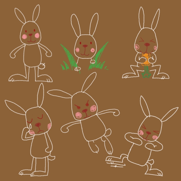 手绘卡通兔子图片