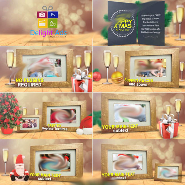 温馨的圣诞节相框展示动画AE模板