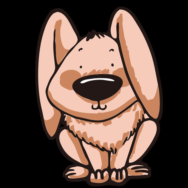 清新粉褐色宠物狗卡通手绘装饰元素