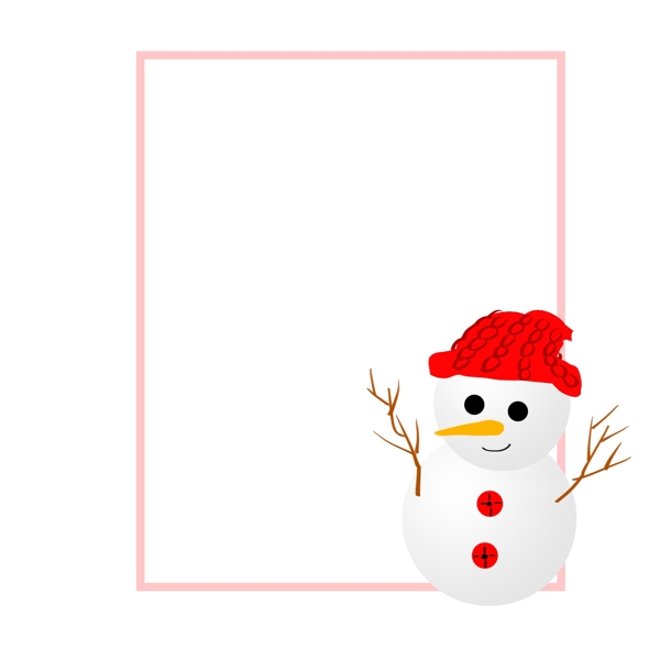 红色圣诞节雪人边框