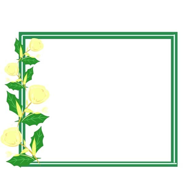 黄色花朵绿色边框
