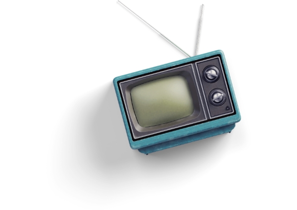 古董彩色黑白电视蓝屏数字天线素材