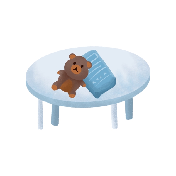 桌子上褐色小熊元素