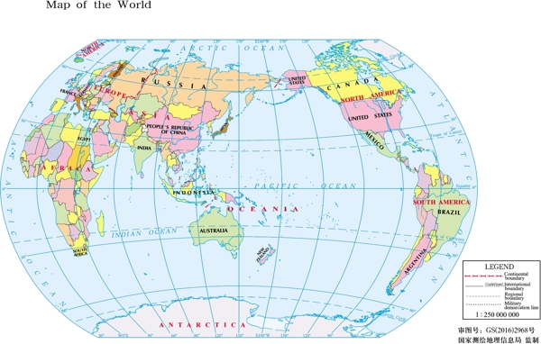 12.5亿英语版世界地图