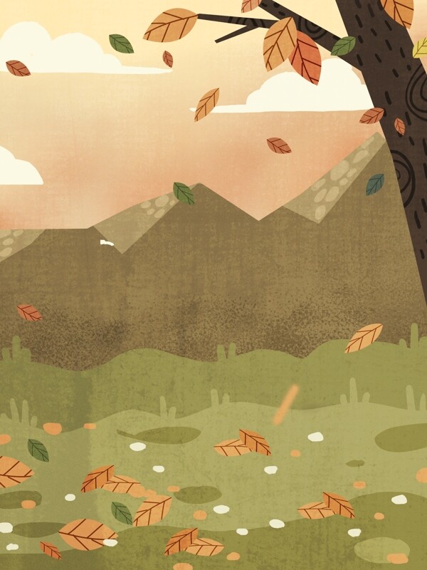 秋季唯美手绘树林背景设计