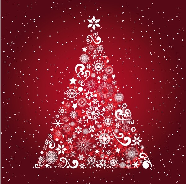 红色背景的装饰圣诞树