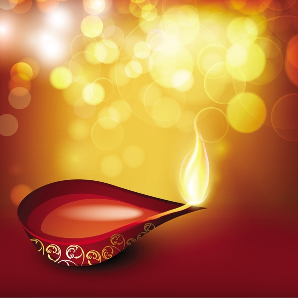 美的照明迪亚背景的印度社区的节日排灯节或排灯节在印度