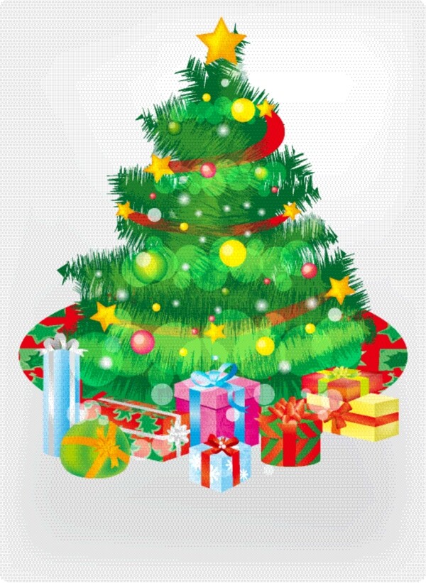 免费的圣诞树和礼物盒子矢量图形