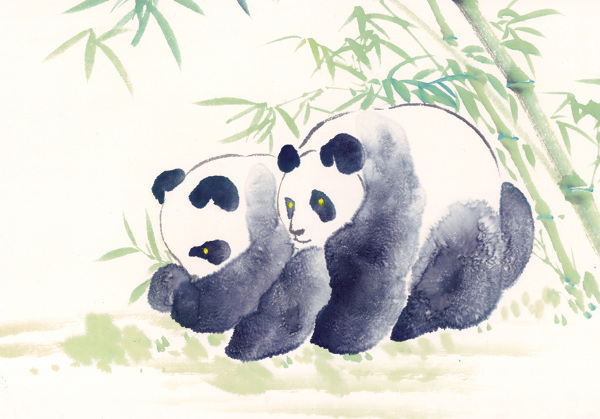 中华艺术绘画古画动物绘画猴子鹿老虎熊猫鸭子中国古代绘画