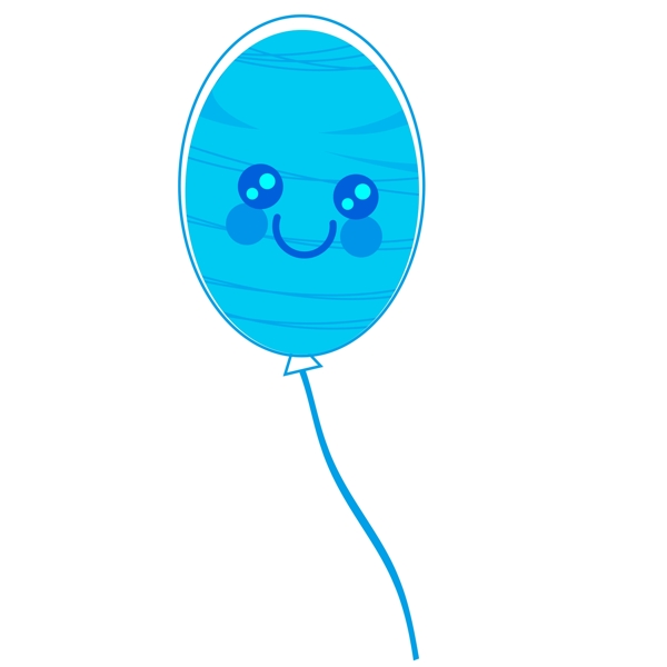 手绘蓝色的气球免抠图