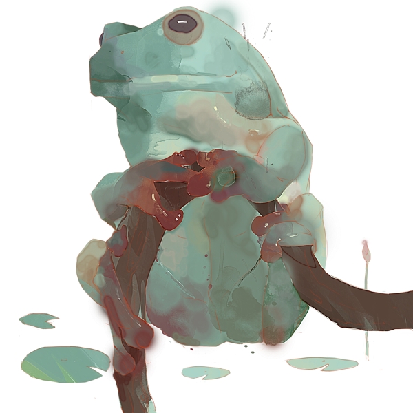 动植物卡通手绘风花草小青蛙