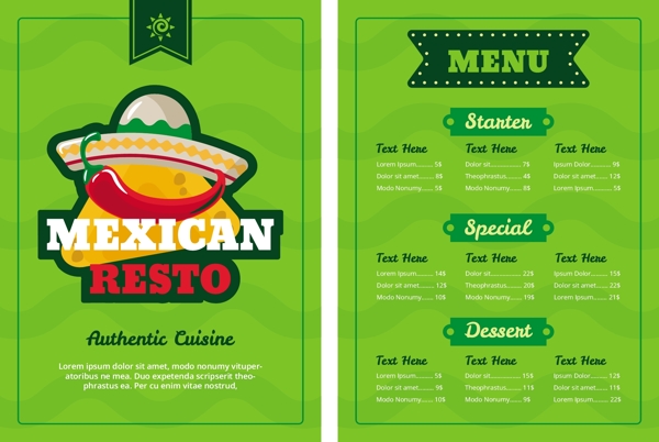 墨西哥餐厅菜单