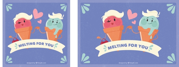 冰淇淋情侣的背景