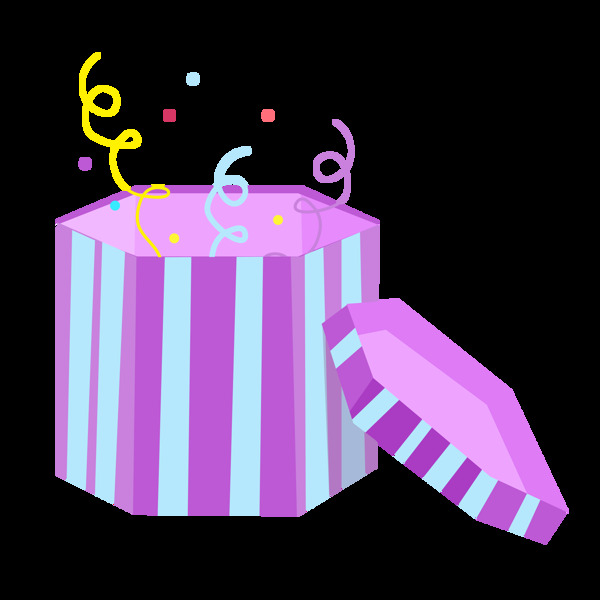 卡通紫色礼物盒子可商用元素
