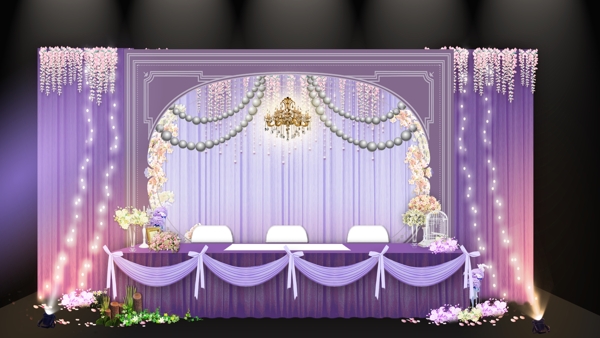 紫色婚礼签到台