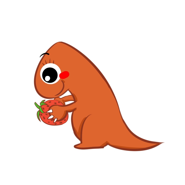吃草莓的红色小恐龙