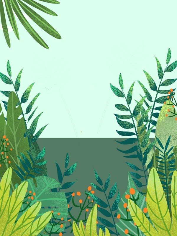 彩绘清新春季植物背景设计