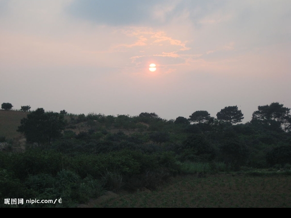 乡村夕阳图片