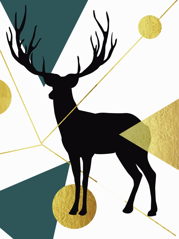 几何北欧风麋鹿装饰画