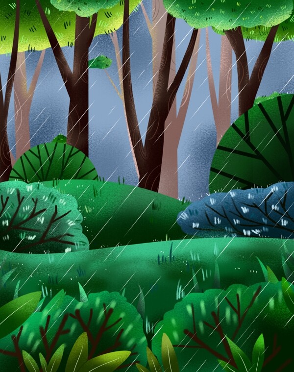 清新谷雨节气树林背景设计