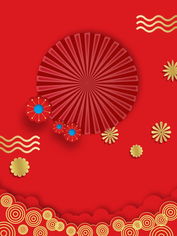 喜庆红色中国风节日背景