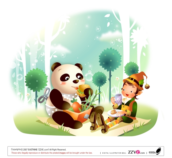 熊猫和儿童图片
