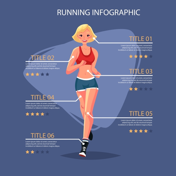 运动跑步的女生人物插画