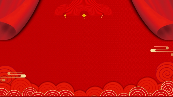 红色喜庆新年活动展板背景