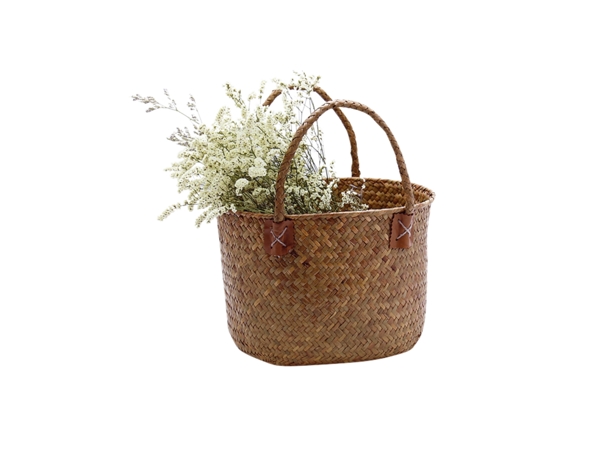 竹篮装饰花朵篮子素材
