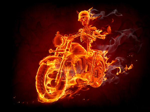 骑摩托车的骷髅图片