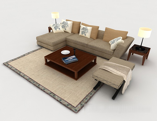 简单新中式组合沙发3d模型下载