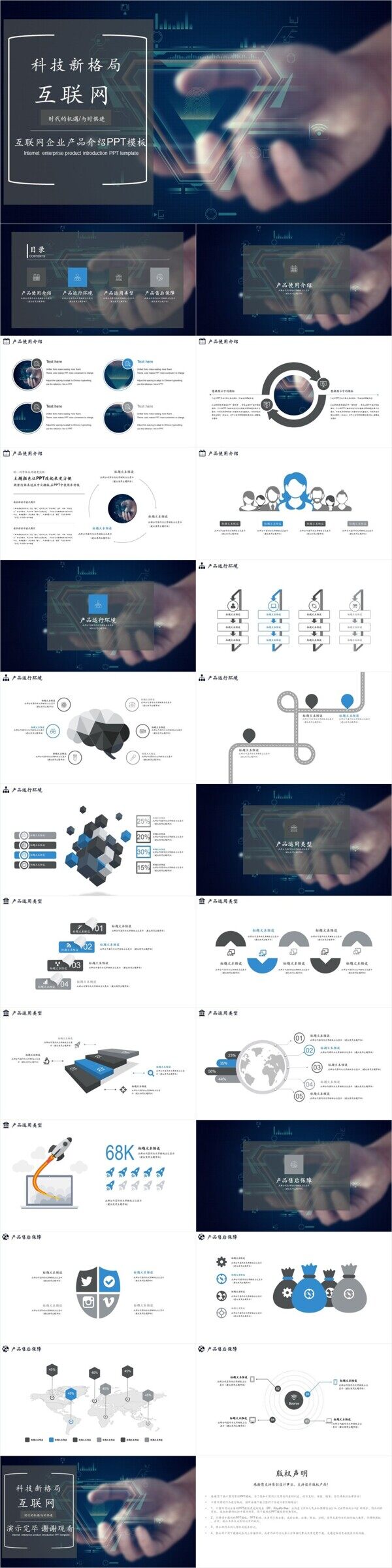 科技风互联网产品PPT模板