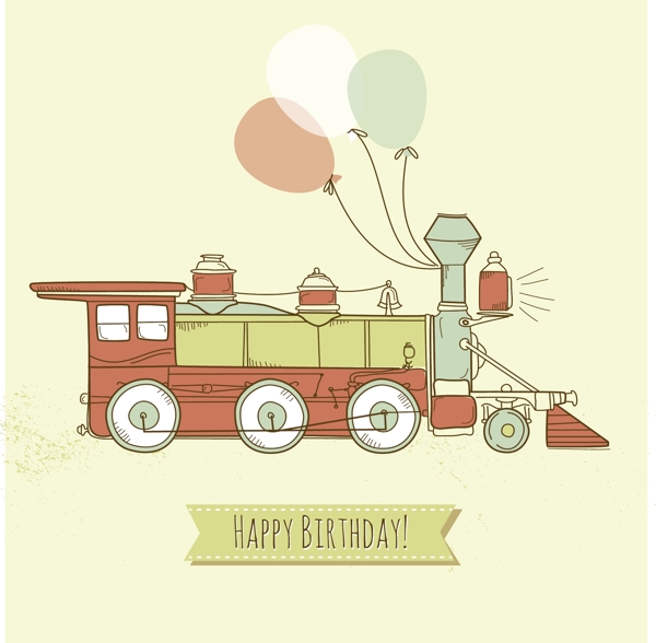 一个男孩的生日卡可爱的火车