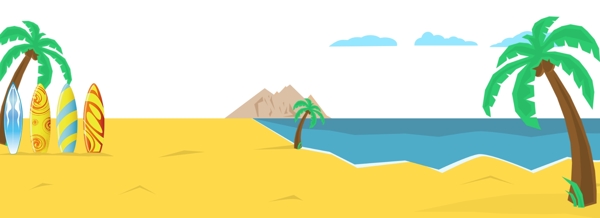 波浪海滩椰树背景素材