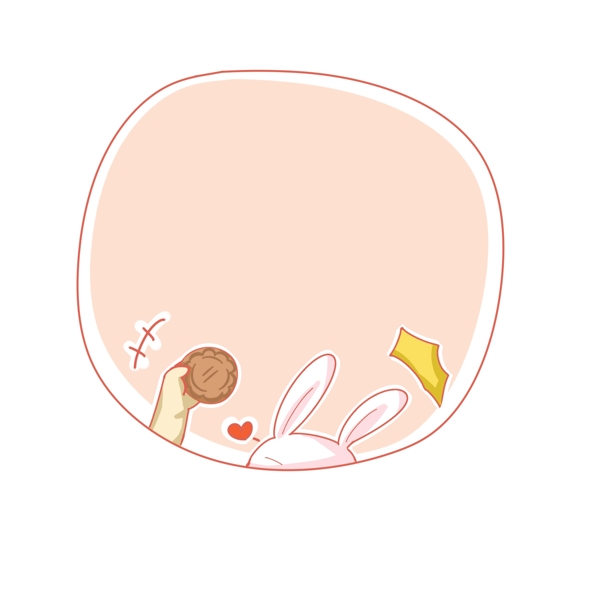 爱心兔子月饼边框插画
