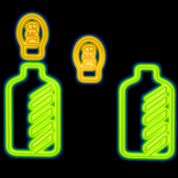 霓虹灯灯光灯泡和瓶子创意酒瓶电商PNG免扣