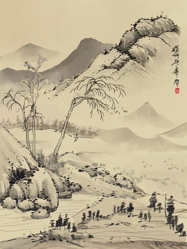 中国风水墨山水画