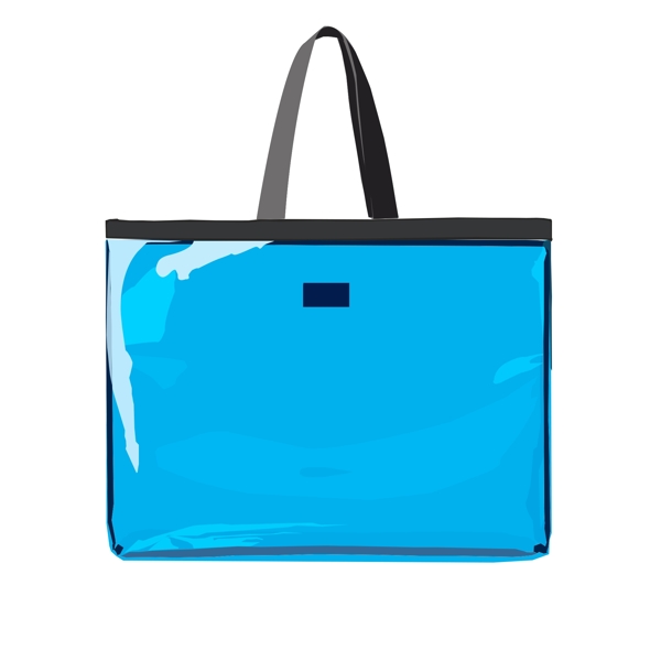 手绘蓝色塑料购物袋