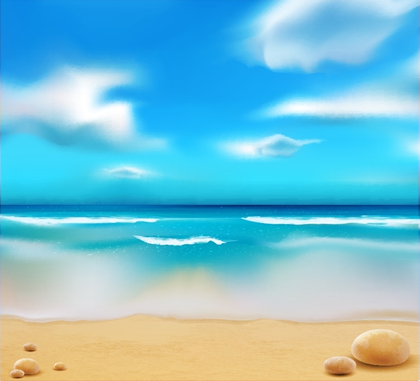 海滩风景插画