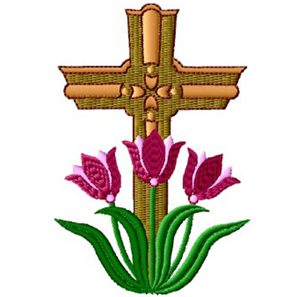 绣花十字架花朵免费素材